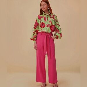 FARM Rio Pink Wide-Leg Trousers